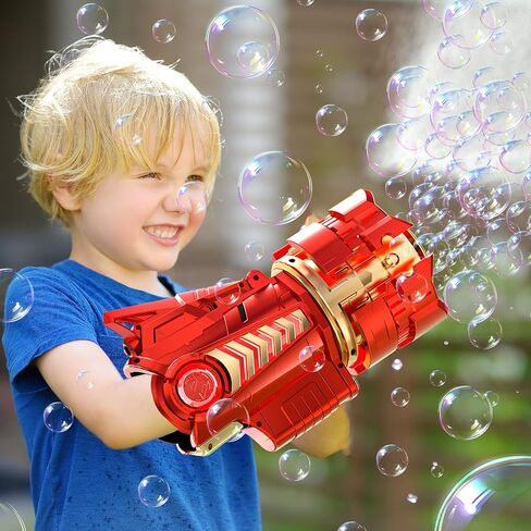 مسدس فقاعات للاطفال من سن 4 الى 8 سنوات، مسدس فقاعات 12 فتحة مع اضواء LED وينتج الاف الفقاعات في الدقيقة، العاب صنع الفقاعات في الهواء الطلق للاطفال والكبار في الصيف in Kuwait