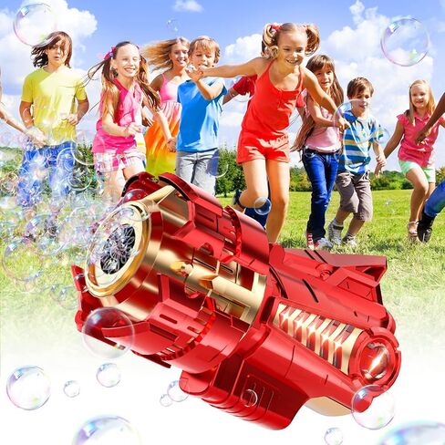 مسدس فقاعات للاطفال من سن 4 الى 8 سنوات، مسدس فقاعات 12 فتحة مع اضواء LED وينتج الاف الفقاعات في الدقيقة، العاب صنع الفقاعات في الهواء الطلق للاطفال والكبار في الصيف in Kuwait