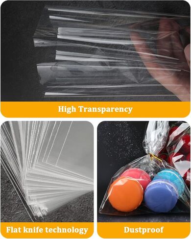 Labeol Cellophane Bags 200Pcs 6X9 Treat Bags with Ties Goodie Bags Clear Plastic Bags for Packaging Favor Gift Cookie Candy Bakery Halloween Christmas in Saudi Arabia