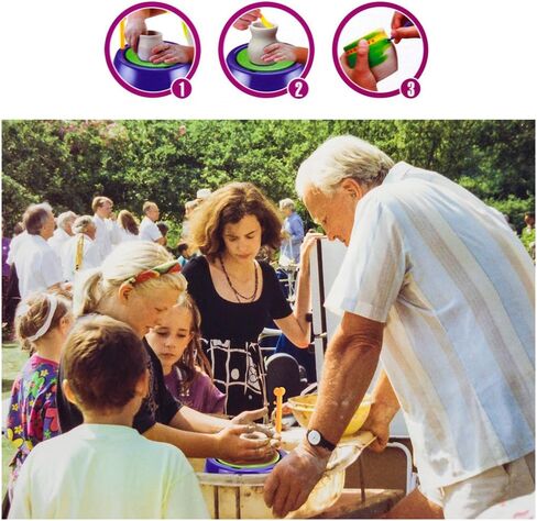 IAMGlobal Pottery Wheel, DIY Pottery Studio with Apron, Craft Activity with Stickers, Artist Studio, Ceramic Machine with Air-Dry Clay, Educational Toy for Kids Beginners (Purple) in Kuwait