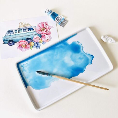 لوحة ألوان مائية من البورسلين من بور بيرد 9 × 5.5 بوصة لوحة سيراميك احترافية للفنانين in Kuwait