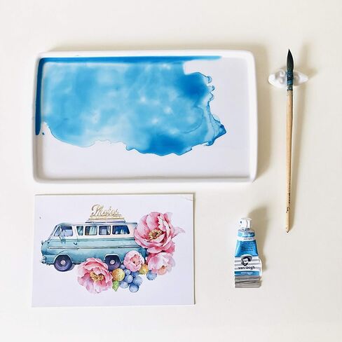 لوحة ألوان مائية من البورسلين من بور بيرد 9 × 5.5 بوصة لوحة سيراميك احترافية للفنانين in Kuwait