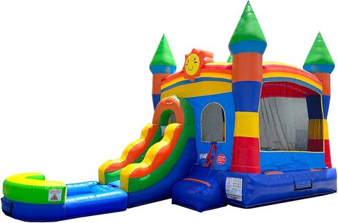 Inflatable Bounce House with Slide for Kids - 26.5 x 12 x 14.5 Foot Backyard Building Block Combo Bouncer with Water Pool, Outdoor Jumpers - includes Blower, Anchor Stakes, and Storage Bag in Kuwait