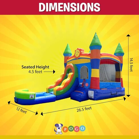 Inflatable Bounce House with Slide for Kids - 26.5 x 12 x 14.5 Foot Backyard Building Block Combo Bouncer with Water Pool, Outdoor Jumpers - includes Blower, Anchor Stakes, and Storage Bag in Kuwait