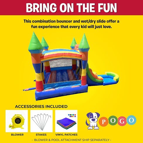 Inflatable Bounce House with Slide for Kids - 26.5 x 12 x 14.5 Foot Backyard Building Block Combo Bouncer with Water Pool, Outdoor Jumpers - includes Blower, Anchor Stakes, and Storage Bag in Kuwait