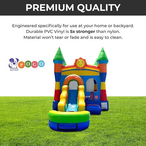 Inflatable Bounce House with Slide for Kids - 26.5 x 12 x 14.5 Foot Backyard Building Block Combo Bouncer with Water Pool, Outdoor Jumpers - includes Blower, Anchor Stakes, and Storage Bag in Kuwait