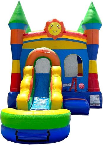 Inflatable Bounce House with Slide for Kids - 26.5 x 12 x 14.5 Foot Backyard Building Block Combo Bouncer with Water Pool, Outdoor Jumpers - includes Blower, Anchor Stakes, and Storage Bag in Kuwait