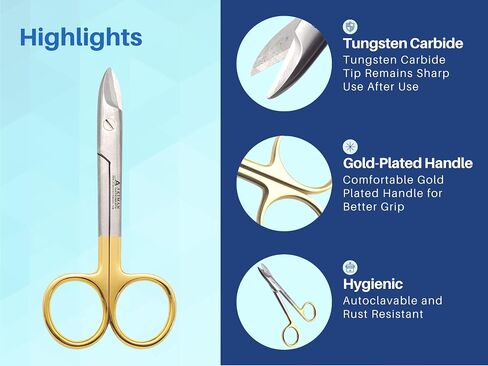 Dental Crown Collar cutting scissors 4.25" curved for thin metal plastic rubber sheet cutting scissors art n craft in Kuwait