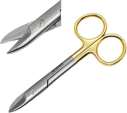 Dental Crown Collar cutting scissors 4.25" curved for thin metal plastic rubber sheet cutting scissors art n craft in Kuwait