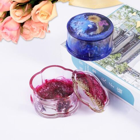 صندوق مجوهرات من لوكسوين 4 قطع/مجموعة قوالب الراتنج مع غطاء، علبة مجوهرات الراتنج مع قالب صندوق تخزين دائري / مربع / قلب/زهرة لصناعات الراتنج DIY ، تخزين الأقراط ، القلائد ، الخواتم ، الأساور in Kuwait