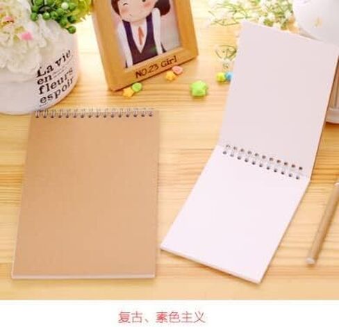 1 Pc Kraft Paper Coil Notebook Blank Sketchbook Sketch Doodle Book Plain colorism Draft Paper Craft Supplies in Kuwait