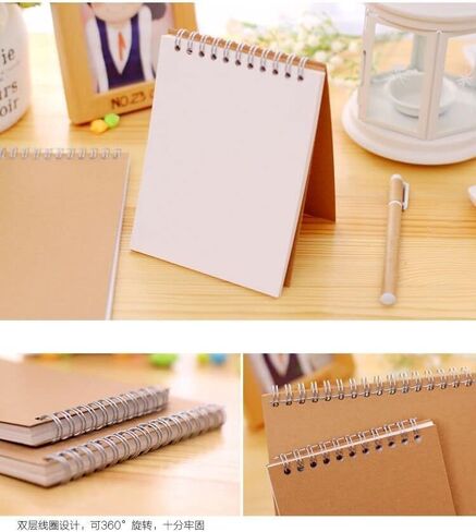 1 Pc Kraft Paper Coil Notebook Blank Sketchbook Sketch Doodle Book Plain colorism Draft Paper Craft Supplies in Kuwait