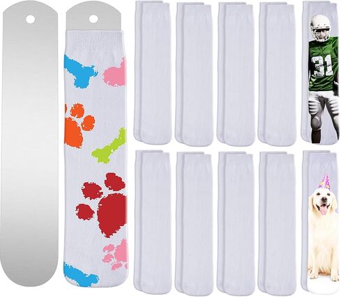 10 أزواج فارغة بيضاء التسامي الجوارب فارغة للطباعة الجوارب الرياضية مع 2 قطعة صبغ التسامي الجورب Jig المعدنية صبغ التسامي الرقصة للمراهقين الكبار DIY الجوارب شخصية, أبيض, Uncertainly in Kuwait