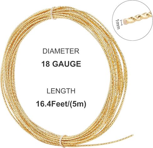 BENECREAT 16.4ft 18 مقياس 14K مطلية بالذهب الحقيقي محفورة سلك ذهبي محكم سلك نحاسي نصف سلك نحاسي صلب لصناعة المجوهرات والحرف اليدوية in Kuwait