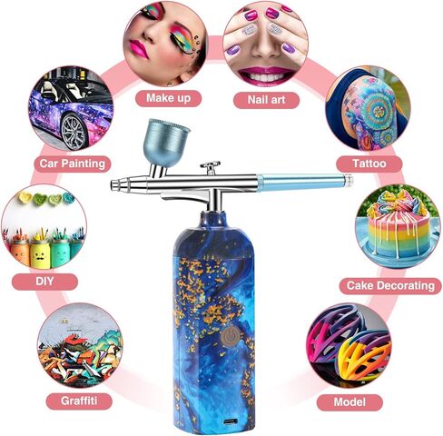 مجموعة فرش الهواء المحمولة بدون أسلاك لطلاء فرشاة الهواء المحمولة باليد القابلة لإعادة الشحن للماكياج، وتزيين الكعك، فن الأظافر، تلوين النموذج in Kuwait