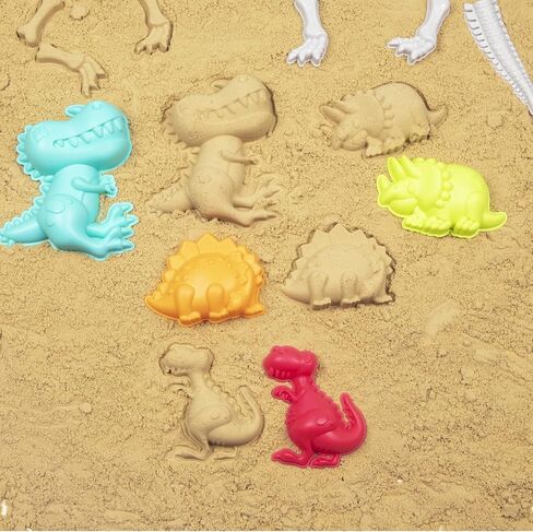 مجموعة ألعاب الشاطئ وأدوات الرمل للأطفال على شكل ديناصور - متعة في الهواء الطلق والسفر للأطفال الصغار والأولاد والبنات مع دلو دينو لمجموعة بناء القلعة الرملية - 21 قطعة من ألعاب صندوق الرمل لأعمار 3 سنوات فما فوق in Kuwait
