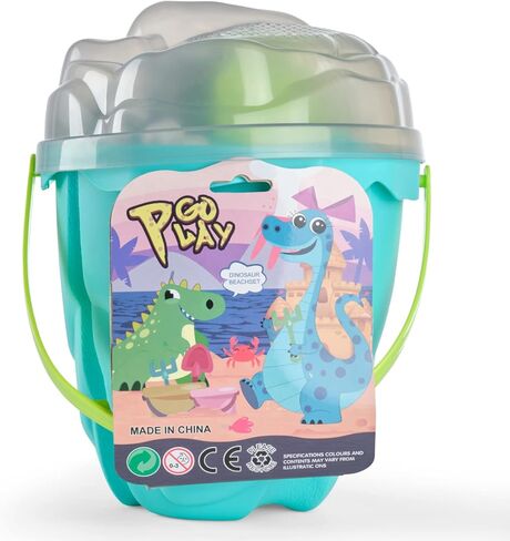 مجموعة ألعاب الشاطئ وأدوات الرمل للأطفال على شكل ديناصور - متعة في الهواء الطلق والسفر للأطفال الصغار والأولاد والبنات مع دلو دينو لمجموعة بناء القلعة الرملية - 21 قطعة من ألعاب صندوق الرمل لأعمار 3 سنوات فما فوق in Kuwait