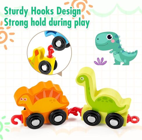 ألعاب قطار ديناصور للأطفال الصغار، ألعاب مونتيسوري للأطفال بعمر 1+ 2 3 4 سنوات مجموعة قطار ديناصور خشبي، ألعاب تعليمية لمرحلة ما قبل المدرسة هدايا عيد ميلاد للأولاد والبنات in Kuwait