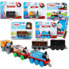 مجموعة القطار توماس ذا ترين اند فريندز - حزمة من 5 قطع تضم توماس وديزل وبيكي والباش وتوبي بلس توماس مع صفحات وملصقات تلوين (توماس ذا ترين تويز) in Kuwait