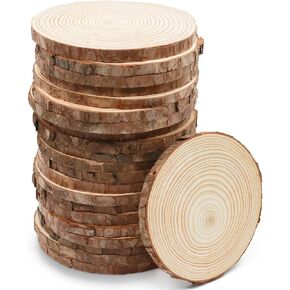 DSYIL 22 Pack Wood Slices Bulk, 5.1-5.5 Inches Wood Rounds, Unfinished Wood Circle Craft Kit, Wood Slabs for Weddings Table Centerpieces Decor and Christmas Ornaments in Kuwait
