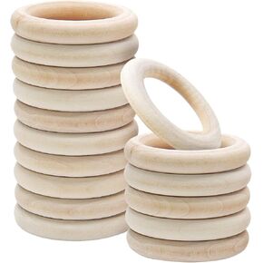 Uenhoy 30 Pcs 70mm/2.75" Natural Wood Rings, Unfinished Wooden Rings for DIY Craft, Macrame Rings, Jewelry Making