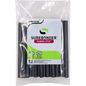 أعواد صمغ ساخنة من القماش الأسود من Surebonder، حجم صغير 4 بوصة طول، 5/16 بوصة عمق - 18 عبوة، قابلة للغسل في الغسالة، تعمل مع القماش والجلد والشريط - صنع في الولايات المتحدة الأمريكية (FS-18B)