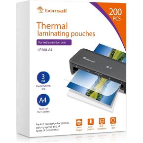 Bonsaii 3mil Thermal Laminating Sheets, 100 PCS Letter Size Clear Pouches | 9 x 11.5 inches, durable waterproof photo protection, fits all 9 and 13 inch thermal laminator machines in Saudi Arabia
