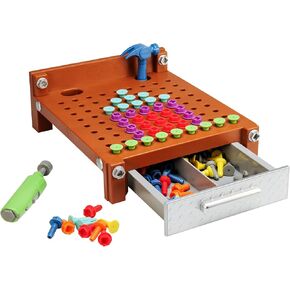 Educational Insights Design & Drill My First Workbench, Drill Toy, STEM & Construction, 125 Pieces, Ages 3+