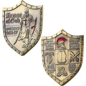Challenge Coin, Armor of God, Ephesians 6:13-17, Religious Challenge Coins, Bible Coin, Commemorative Coin with Display Box, Christian Gifts