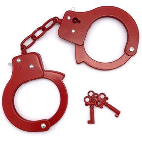 AUYYOSK Toy Metal Handcuffs with Key,Safety Party Supplies Accessory Pretend Play Hand Cuffs for Kids Children (Black)