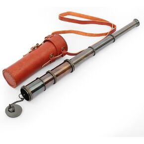 AL QAYIM Vintage Brass Telescope for Marine Watching and Trekking - Spyglass Royal Navy Replica with Leather Case in Kuwait