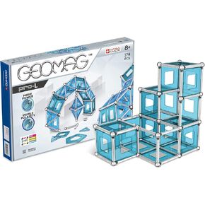 Geomag Swiss-Made Pro-L نظام البناء والهندسة المغناطيسي 110 قطعة مجموعة بناء للأطفال من عمر 8 سنوات فما فوق، العصي والموصلات، لعبة تعليمية STEM Montessori، الإبداع، متعة الهندسة