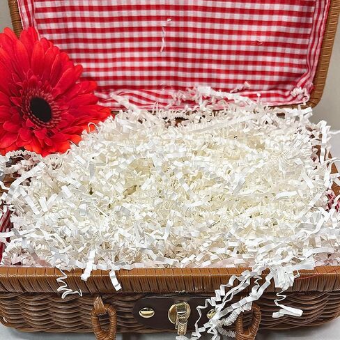 Crinkle Cut Paper Shred Filler (1/2 LB) for Halloween Decorations Craft DIY's Packaging , Shredded Paper Wrapping & Basket Gift Box Filling for Christmas Party,Wedding & and Other Occasions (White) in Kuwait
