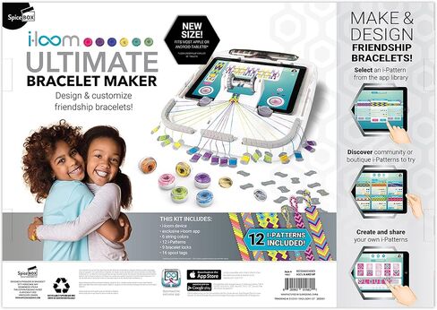 SpiceBox: i-Loom Bracelet Maker, The Ultimate Art and Craft Kit for Creating Beautiful Friendship Bracelets, 12 Different Patterns Included, for Ages 8 and up in Kuwait