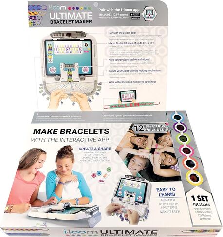 SpiceBox: i-Loom Bracelet Maker, The Ultimate Art and Craft Kit for Creating Beautiful Friendship Bracelets, 12 Different Patterns Included, for Ages 8 and up in Kuwait