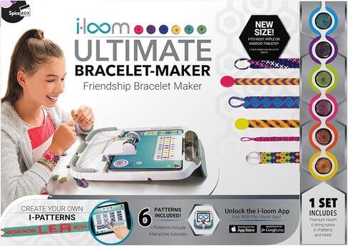 SpiceBox: i-Loom Bracelet Maker, The Ultimate Art and Craft Kit for Creating Beautiful Friendship Bracelets, 12 Different Patterns Included, for Ages 8 and up in Kuwait