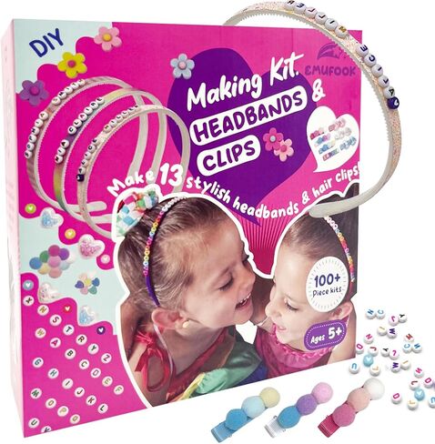 424 قطعة من عصابات الرأس DIY للفتيات من سن 5 إلى 12 عامًا من EMUFOOK - اصنعي إكسسوارات الشعر الأنيقة الخاصة بك - الفنون والحرف اليدوية للأطفال من سن 5 6 7 8 9 هدايا عيد ميلاد للفتيات من عمر 8 إلى 12 عامًا in Kuwait