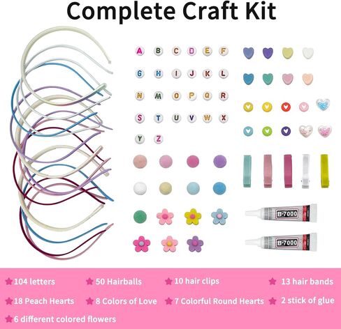 424 قطعة من عصابات الرأس DIY للفتيات من سن 5 إلى 12 عامًا من EMUFOOK - اصنعي إكسسوارات الشعر الأنيقة الخاصة بك - الفنون والحرف اليدوية للأطفال من سن 5 6 7 8 9 هدايا عيد ميلاد للفتيات من عمر 8 إلى 12 عامًا in Kuwait