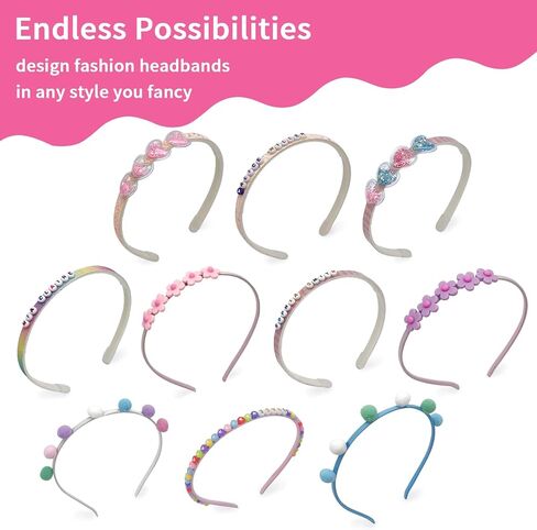 424 قطعة من عصابات الرأس DIY للفتيات من سن 5 إلى 12 عامًا من EMUFOOK - اصنعي إكسسوارات الشعر الأنيقة الخاصة بك - الفنون والحرف اليدوية للأطفال من سن 5 6 7 8 9 هدايا عيد ميلاد للفتيات من عمر 8 إلى 12 عامًا in Kuwait