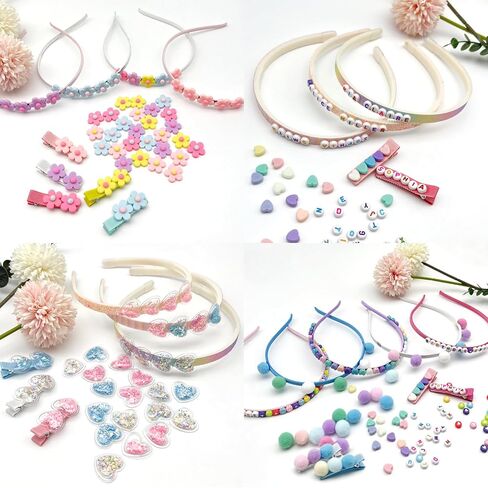 424 قطعة من عصابات الرأس DIY للفتيات من سن 5 إلى 12 عامًا من EMUFOOK - اصنعي إكسسوارات الشعر الأنيقة الخاصة بك - الفنون والحرف اليدوية للأطفال من سن 5 6 7 8 9 هدايا عيد ميلاد للفتيات من عمر 8 إلى 12 عامًا in Kuwait