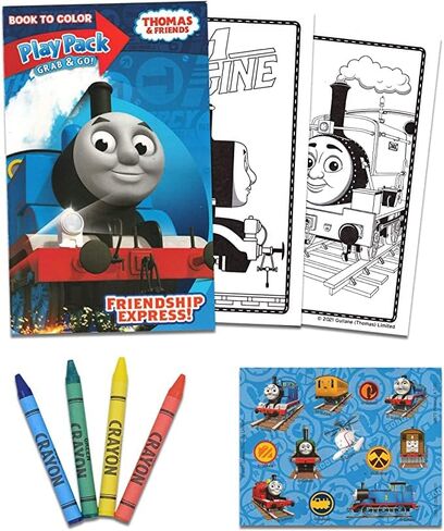مجموعة القطار توماس ذا ترين اند فريندز - حزمة من 5 قطع تضم توماس وديزل وبيكي والباش وتوبي بلس توماس مع صفحات وملصقات تلوين (توماس ذا ترين تويز) in Kuwait