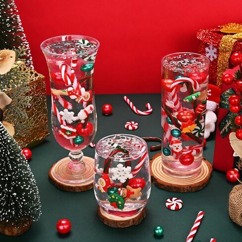 8071Pcs Christmas Vase Filler Water Gel Beads for Vases Decor, Acrylic Green Red Candy Canes Centerpiece Table Decorations, Xmas Floating Pearls Candles for Centerpieces New Year Home Party (B) in Kuwait
