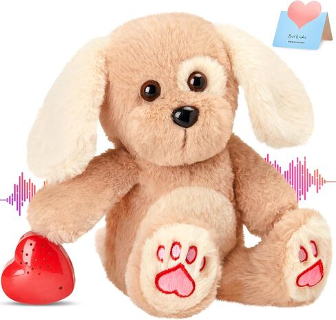 12" Heartbeat Recordable Teddy Bear,Voice Recorder Plush Toy Stuffed Animal Soft Fuzzy Doll Gifts Messages Recording Playback for Kids Birthday Children's Day in Kuwait