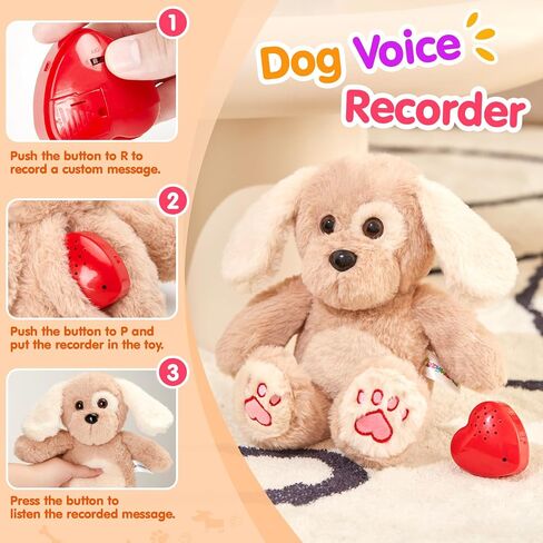12" Heartbeat Recordable Teddy Bear,Voice Recorder Plush Toy Stuffed Animal Soft Fuzzy Doll Gifts Messages Recording Playback for Kids Birthday Children's Day in Kuwait