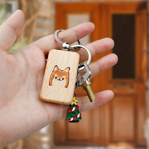 10Pcs Blanks Rectangle Wooden Keychain 1.2 inch Wood Engraving Unfinished Keychain with 10 pcs Key Rings for DIY Crafts Gift Accessories in Saudi Arabia