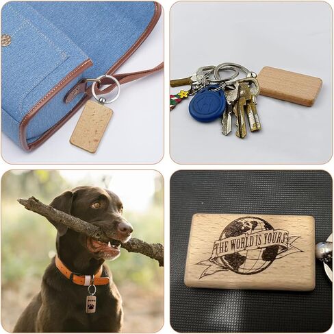 10Pcs Blanks Rectangle Wooden Keychain 1.2 inch Wood Engraving Unfinished Keychain with 10 pcs Key Rings for DIY Crafts Gift Accessories in Saudi Arabia