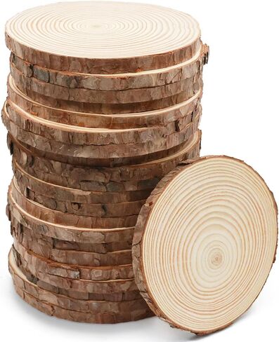 DSYIL 22 Pack Wood Slices Bulk, 5.1-5.5 Inches Wood Rounds, Unfinished Wood Circle Craft Kit, Wood Slabs for Weddings Table Centerpieces Decor and Christmas Ornaments in Kuwait
