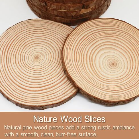 DSYIL 22 Pack Wood Slices Bulk, 5.1-5.5 Inches Wood Rounds, Unfinished Wood Circle Craft Kit, Wood Slabs for Weddings Table Centerpieces Decor and Christmas Ornaments in Kuwait