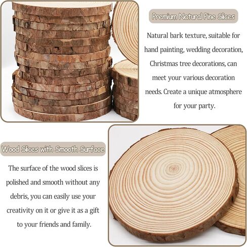 DSYIL 22 Pack Wood Slices Bulk, 5.1-5.5 Inches Wood Rounds, Unfinished Wood Circle Craft Kit, Wood Slabs for Weddings Table Centerpieces Decor and Christmas Ornaments in Kuwait