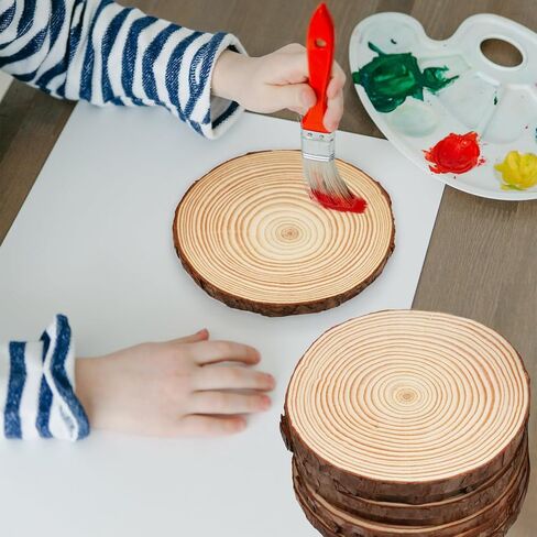 DSYIL 22 Pack Wood Slices Bulk, 5.1-5.5 Inches Wood Rounds, Unfinished Wood Circle Craft Kit, Wood Slabs for Weddings Table Centerpieces Decor and Christmas Ornaments in Kuwait